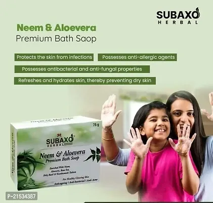 SUBAXO Neem  Aloevera Ayurvedic Bath Soap (75 g Each, Pack Of 2) And Neem Herbal | Anti Acne| Oil Control | Refreshing| Face Wash(100ml) For Women  Men-thumb3