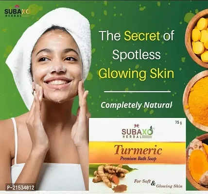 SUBAXO Turmeric Bath Soap | Ayurvedic Soap for Soft  Glowing Skin| Glycerine Soaps| (75g Each, Pack Of 9)-thumb3