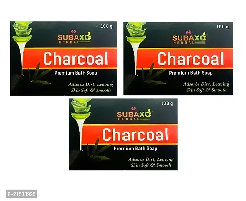 SUBAXO Charcoal Bath Soap | Premium Bath Soap for Deep Cleansing  Anti Pollution Effect, Leaves Skin Soft  Smooth(100 g Each, Pack Of 3)-thumb0