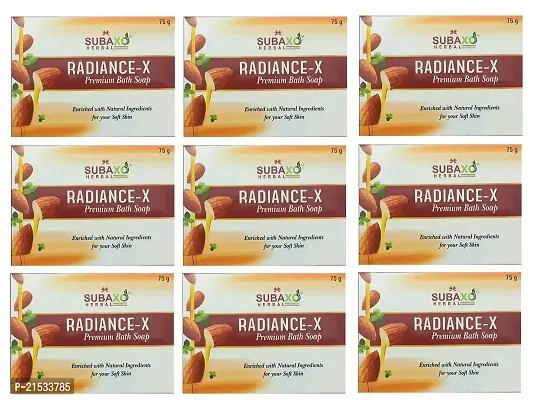 SUBAXO SUBAXO Radiance-x Bath Soap | With Almond  Sandalwood | Ayurvedic Beauty Soap for Soft  Glowing Skin | (75g Each, Pack Of 9)