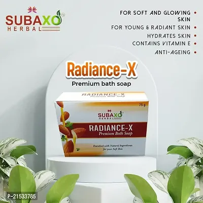 SUBAXO SUBAXO Radiance-x Bath Soap | With Almond  Sandalwood | Ayurvedic Beauty Soap for Soft  Glowing Skin | (75g Each, Pack Of 9)-thumb3