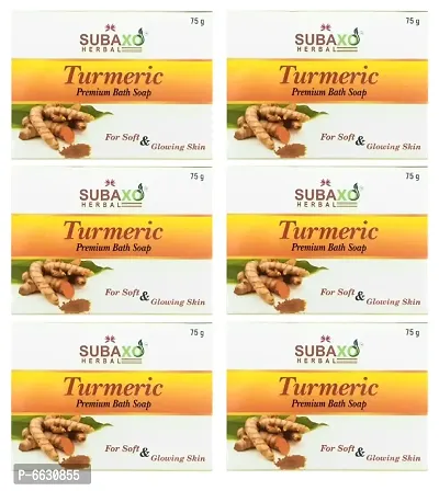Subaxo Herbal Turmeric Premium Bath Soap 6 Pc Each 75 G