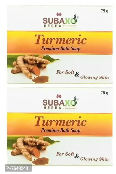 SUBAXO Turmeric Bath Soap | Premium Bath Soap for Soft  Glowing Skin (75g Each , Pack Of 2)-thumb0