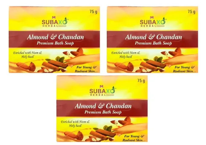 Combo Pack Of Almond Chandan Bath Soap for Young  Radiant Skin