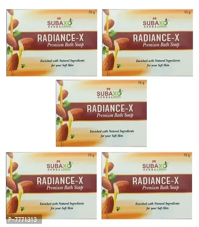 SUBAXO Radiance-x Bath Soap | Premium Bath Soap for Soft  Glowing Skin (75g Each , Pack Of 5)-thumb0