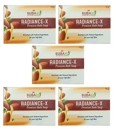 SUBAXO Radiance-x Bath Soap | Premium Bath Soap for Soft  Glowing Skin (75g Each , Pack Of 5)