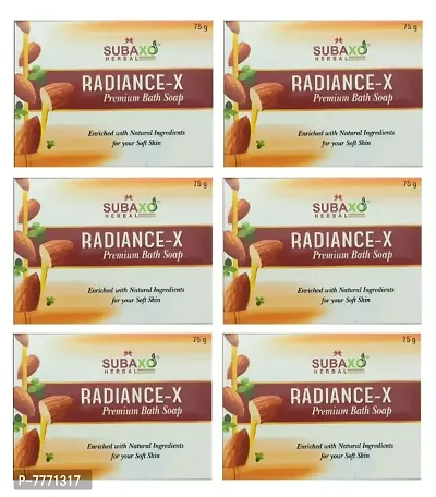 SUBAXO Radiance-x Bath Soap | Premium Bath Soap for Soft  Glowing Skin (75g Each , Pack Of 6)-thumb0