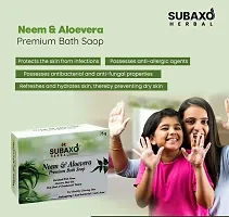 SUBAXO Neem  Aloevera Bath Soap | Premium Bath Soap for Glowing Skin | Anti Acne  Pimple Fighting Soap (75g Each , Pack Of 6)-thumb2