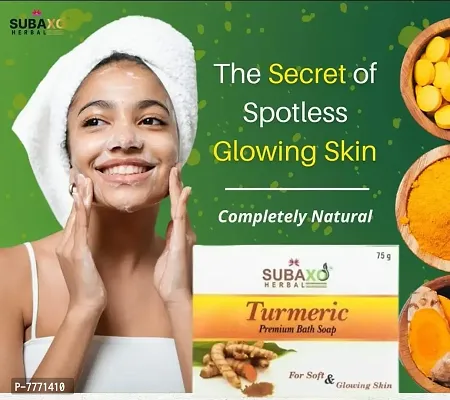 SUBAXO Turmeric Bath Soap | Premium Bath Soap for Soft  Glowing Skin (75g Each , Pack Of 6)-thumb2