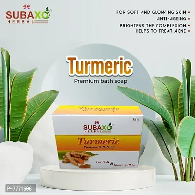 SUBAXO Turmeric Bath Soap | Premium Bath Soap for Soft  Glowing Skin (75g Each , Pack Of 9)-thumb3