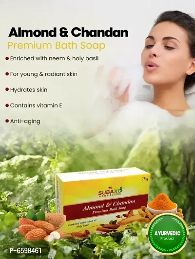 Subaxo Herbal Almond and Chandan Soap 2 Pc And Neem and Aloevera Premium Beauty Bath Soap Each Of 75 G-thumb4