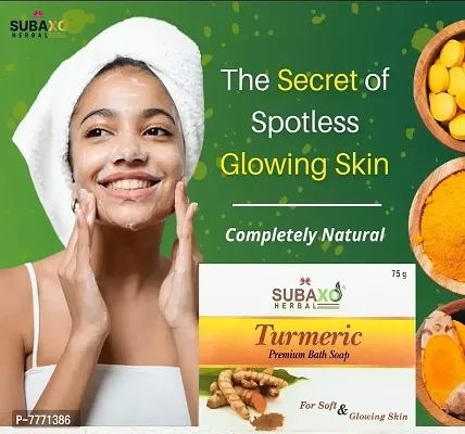 SUBAXO Turmeric Bath Soap | Premium Bath Soap for Soft  Glowing Skin (75g Each , Pack Of 3)-thumb3