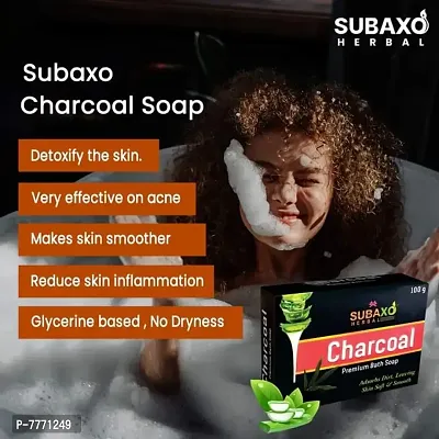 SUBAXO Tulsi Bath Soap | Premium Bath Soap for Glowing Skin 3 Pc Each 75 g  Charcoal Soap 3 Pc Each 100 G-thumb2