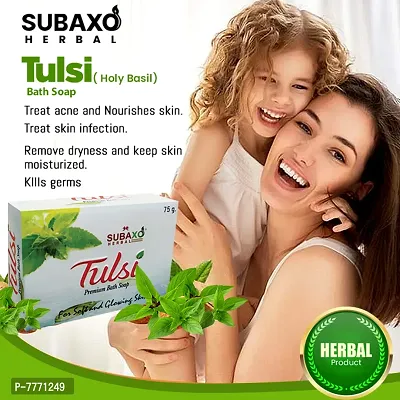 SUBAXO Tulsi Bath Soap | Premium Bath Soap for Glowing Skin 3 Pc Each 75 g  Charcoal Soap 3 Pc Each 100 G-thumb5
