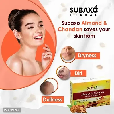 SUBAXO Almond  Chandan Bath Soap | Premium Bath Soap for Young  Radiant Skin 2 Pc  Tulsi Soap 2 Pc Each 75 G-thumb2