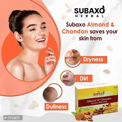 SUBAXO Almond  Chandan Bath Soap | Premium Bath Soap for Young  Radiant Skin 3 Pc  Neem/Aloevera Soap 3 Pc Each 75 G-thumb2