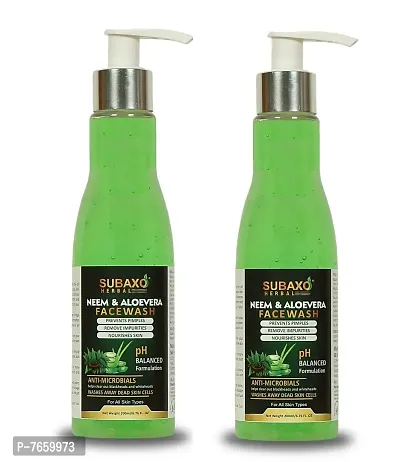 SUBAXO Neem Aloe vera Face Wash For Skin Brightening | Reduces Acne  Pimples, Dark Spots 2 Pc Each 200 Ml