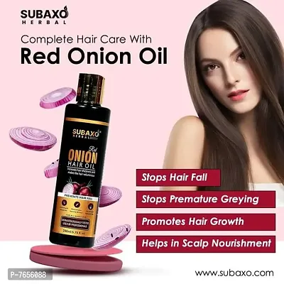 SUBAXO Red Onion Herbal Hair Oil | Prevents Hair Fall |Makes Hair Silkier  Stronger 2 Pc Each 200 Ml-thumb4