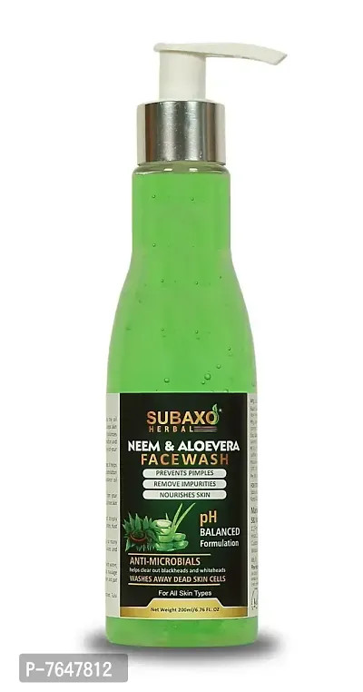 SUBAXO Neem Aloe vera Face Wash For Skin Brightening | Reduces Acne  Pimples, Dark Spots (200ml)-thumb0