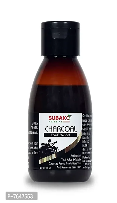 SUBAXO Charcoal Herbal Face Wash | Clean Pores  Remove Dead Cells (100ml)