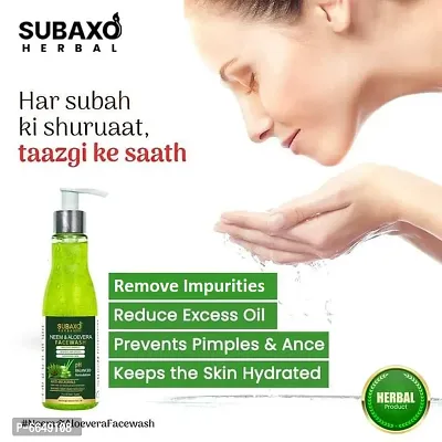 Subaxo Herbal Neem and Aloevera Face Wash 200 ml and Charcoal Premium Bath Soap 2 Pc Each 100 G-thumb3