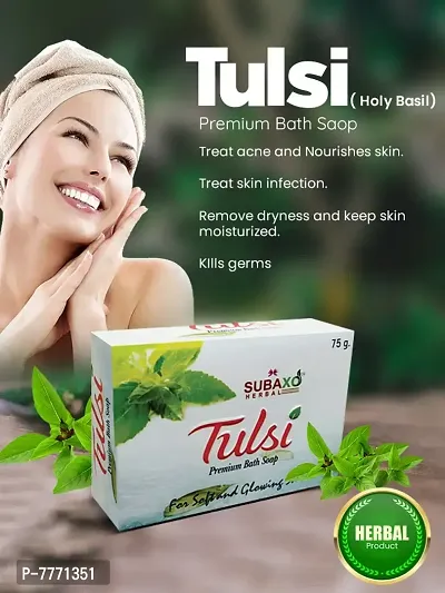 SUBAXO Tulsi Bath Soap | Premium Bath Soap for Glowing Skin (75g Each , Pack Of 4)-thumb3