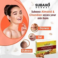 SUBAXO Almond  Chandan Bath Soap | Premium Bath Soap for Young  Radiant Skin (75g Each, Pack Of 2)-thumb1