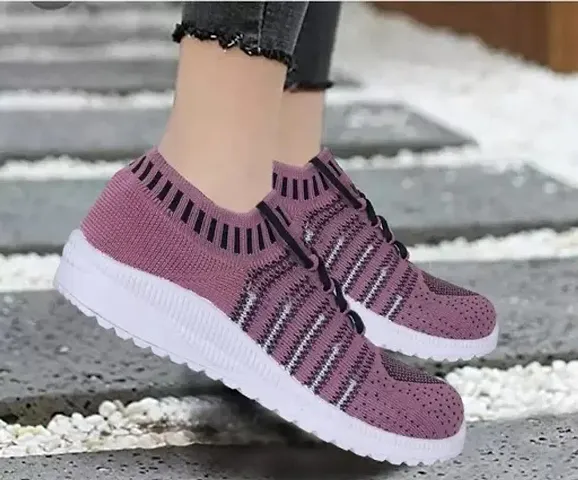 Stylish Multicoloured PU Solid Running Shoe For Women