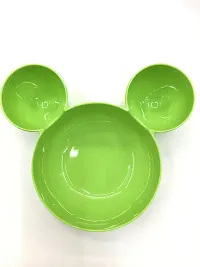 Kids Attractive Plastic Sectioned Feeding Mickey Plate  - Pack Of 6 - Assorted Colors-thumb1