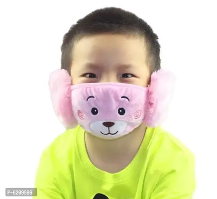 PRIONSA Plush Warm Winter Earmuff Masks For Kids - Random Designs - Pack of 1 - Pink-thumb0