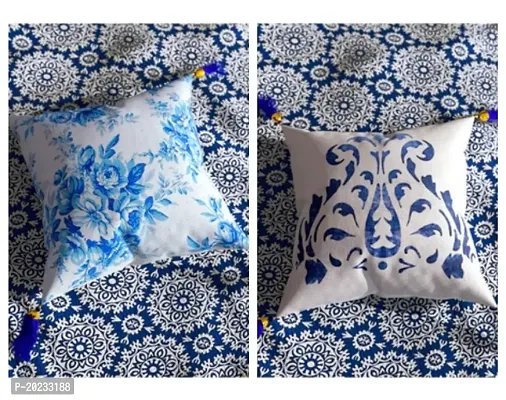 Premium Poly Cotton Printed Cushion Covers   A Combo of Two Cushion Cover