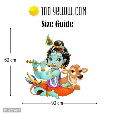 100yellow? Krishna Theme Wall Sticker for Kids Room & Living Room Decor (PVC Vinyl, 90 cm x 60 cm, Multi)-thumb3