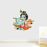 100yellow? Krishna Theme Wall Sticker for Kids Room & Living Room Decor (PVC Vinyl, 90 cm x 60 cm, Multi)-thumb1