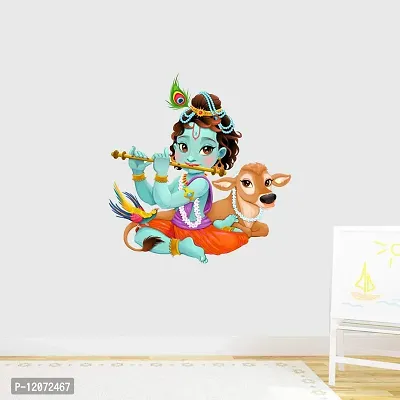 100yellow? Krishna Theme Wall Sticker for Kids Room & Living Room Decor (PVC Vinyl, 90 cm x 60 cm, Multi)-thumb2