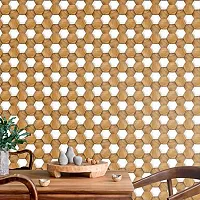 100yellow? 3D Wooden Honey Comb Wall Wallpaper (10 Sq Ft, Self Adhesive PVC Vinyl) Brown-thumb1