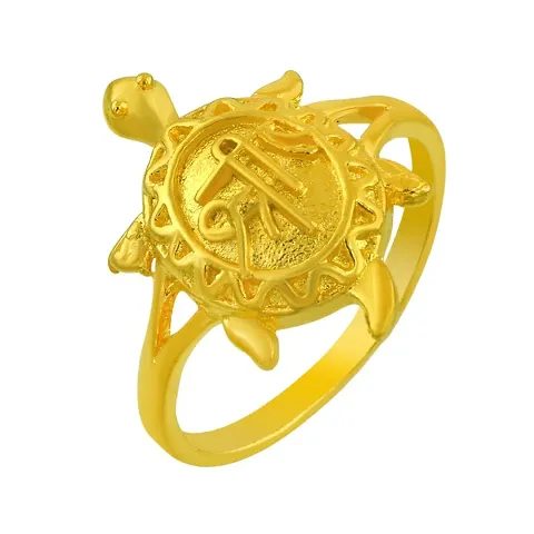 Plated Shree Symbol on Tortoise Vaastu Fengshui Good Luck Finger Ring for Unisex