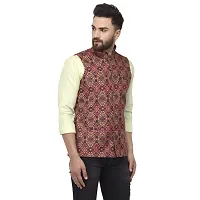 Bontestitch Men's Silk Blend Printed Designer Ethnic Nehru Jacket / Modi Jacket / Waistcoat-thumb3