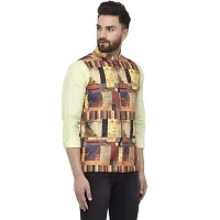 Bontestitch Men's Silk Blend Printed Designer Ethnic Nehru Jacket / Modi Jacket / Waistcoat-thumb2