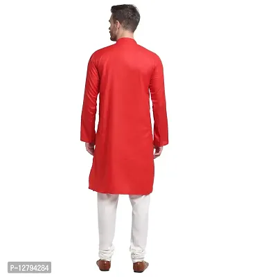 Bontestitch Cotton Blend Ethnic Straight Kurta for Men (Red, Size: S)-thumb2