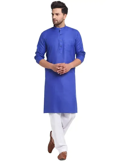 Bontestitch Magic Cotton Regular Fit Traditional kurta Salwar Set for Men (Royal Blue, Size: 36)
