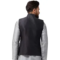 Bontestitch Men's Silk Blend Black Designer Ethnic Nehru Jacket / Modi Jacket / Waistcoat-thumb1