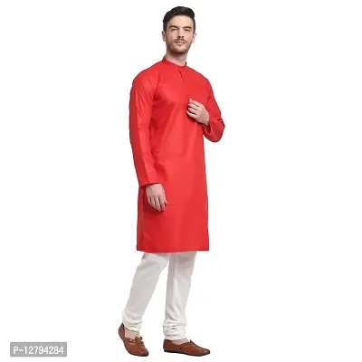 Bontestitch Cotton Blend Ethnic Straight Kurta for Men (Red, Size: S)-thumb3