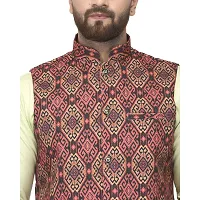 Bontestitch Men's Silk Blend Printed Designer Ethnic Nehru Jacket / Modi Jacket / Waistcoat-thumb4
