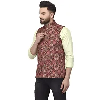 Bontestitch Men's Silk Blend Printed Designer Ethnic Nehru Jacket / Modi Jacket / Waistcoat-thumb2
