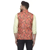Bontestitch Men's Silk Blend Printed Designer Ethnic Nehru Jacket / Modi Jacket / Waistcoat (MT_ORNG, Size: S)-thumb1
