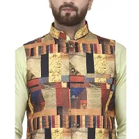 Bontestitch Men's Silk Blend Printed Designer Ethnic Nehru Jacket / Modi Jacket / Waistcoat-thumb4