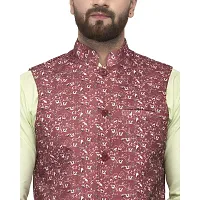 Bontebok Mens Silk Blend Printed Designer Ethnic Nehru Jacket / Modi Jacket / Waistcoat (JSMIN)-thumb3