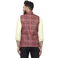 Bontebok Mens Silk Blend Printed Designer Ethnic Nehru Jacket / Modi Jacket / Waistcoat (MT_MIX)-thumb3