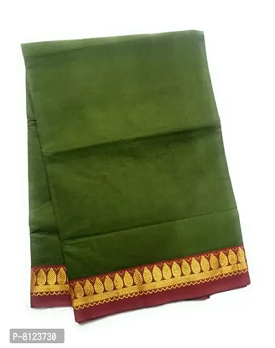 madurai cotton saree double zari border - 7 yards (Rajmata - green)