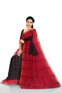 Madurai Sungudi Cotton Big Zari Checked Saree, black-thumb3